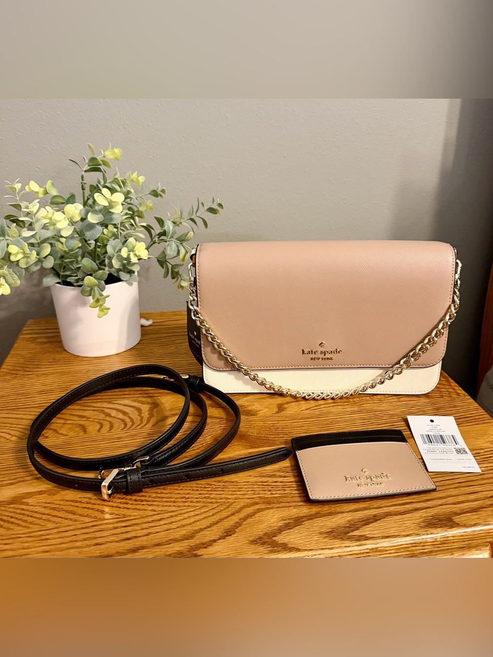 kate spade Pink and Cream Crossbody Bag with Cardholder